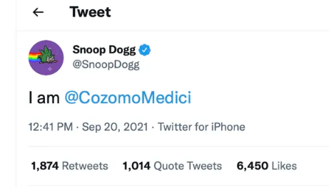 所以SnoopDogg只是声称自己是一个著名的NFT助推器