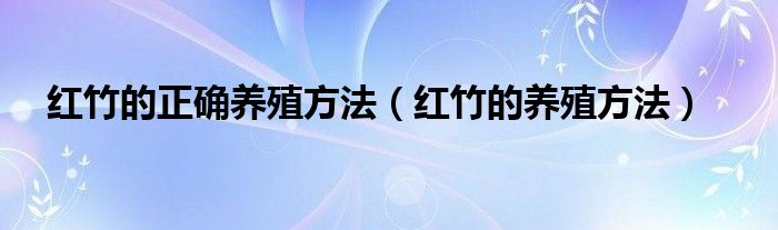 红竹的正确养殖方法（红竹的养殖方法）