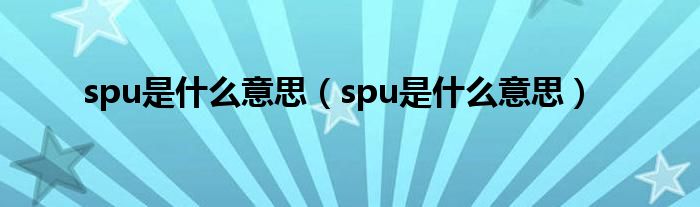 spu是什么意思（spu是什么意思）