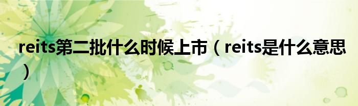 reits第二批什么时候上市（reits是什么意思）