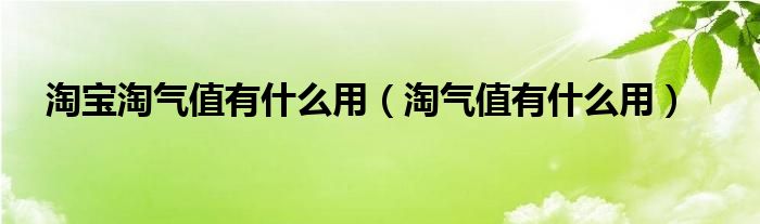 淘宝淘气值有什么用（淘气值有什么用）