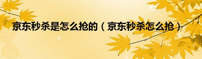 京东秒杀是怎么抢的（京东秒杀怎么抢）