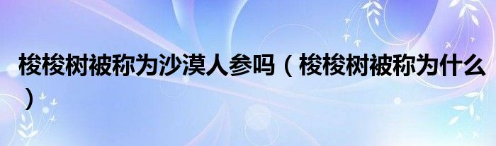 梭梭树被称为沙漠人参吗（梭梭树被称为什么）