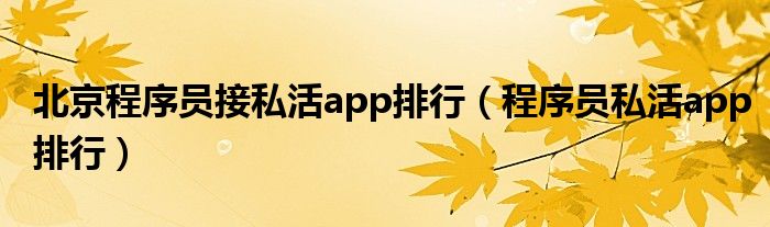 北京程序员接私活app排行（程序员私活app排行）