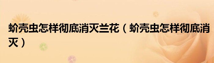 蚧壳虫怎样彻底消灭兰花（蚧壳虫怎样彻底消灭）