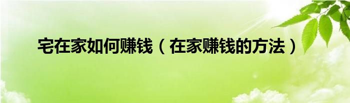 宅在家如何赚钱（在家赚钱的方法）