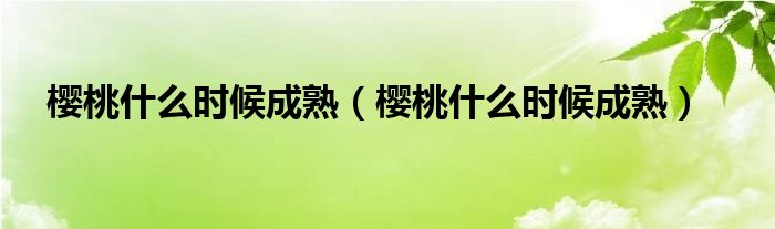 樱桃什么时候成熟（樱桃什么时候成熟）