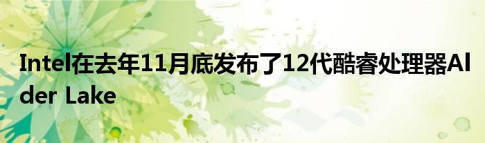 Intel在去年11月底发布了12代酷睿处理器Alder Lake