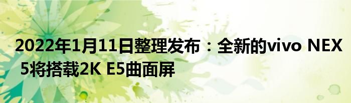 2022年1月11日整理发布：全新的vivo NEX 5将搭载2K E5曲面屏