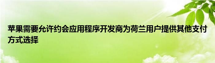 苹果需要允许约会应用程序开发商为荷兰用户提供其他支付方式选择