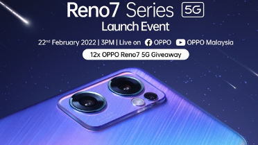 2月17日OPPOMalaysia宣布即将到来的Reno7系列5G即将登陆马来西亚