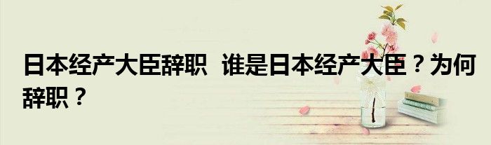 日本经产大臣辞职  谁是日本经产大臣？为何辞职？