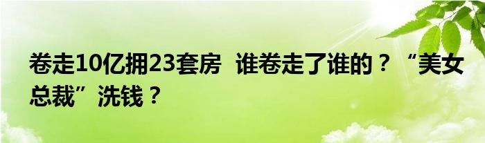 卷走10亿拥23套房  谁卷走了谁的？“美女总裁”洗钱？