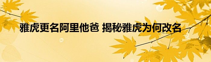 雅虎更名阿里他爸 揭秘雅虎为何改名