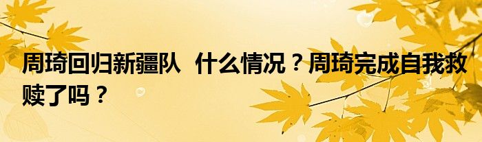 周琦回归新疆队  什么情况？周琦完成自我救赎了吗？