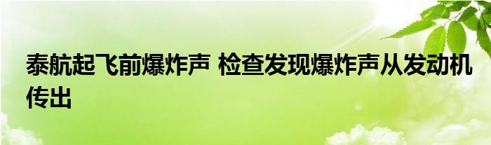 泰航起飞前爆炸声 检查发现爆炸声从发动机传出