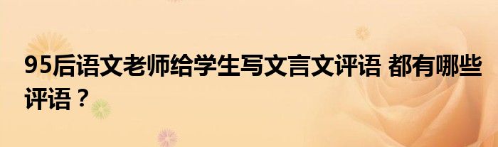 95后语文老师给学生写文言文评语 都有哪些评语？