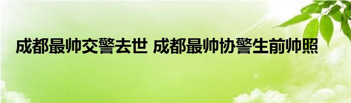 成都最帅交警去世 成都最帅协警生前帅照