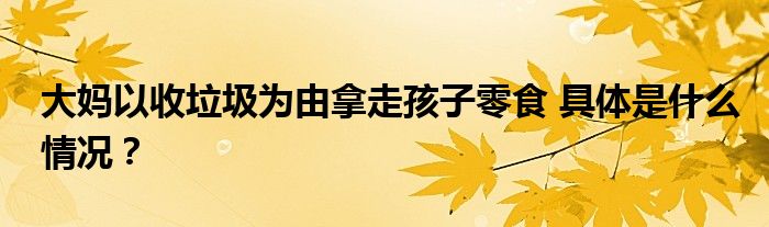 大妈以收垃圾为由拿走孩子零食 具体是什么情况？