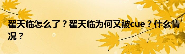 翟天临怎么了？翟天临为何又被cue？什么情况？