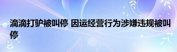 滴滴打驴被叫停 因运经营行为涉嫌违规被叫停