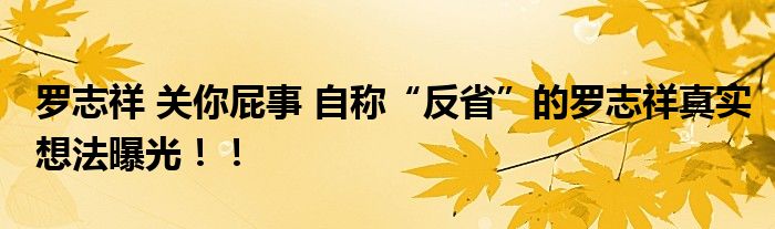 罗志祥 关你屁事 自称“反省”的罗志祥真实想法曝光！！