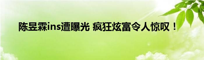 陈昱霖ins遭曝光 疯狂炫富令人惊叹！