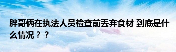 胖哥俩在执法人员检查前丢弃食材 到底是什么情况？？