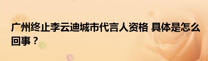 广州终止李云迪城市代言人资格 具体是怎么回事？