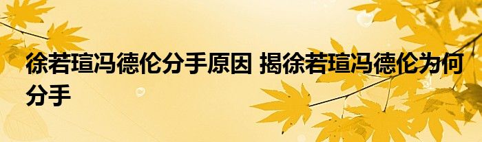 徐若瑄冯德伦分手原因 揭徐若瑄冯德伦为何分手