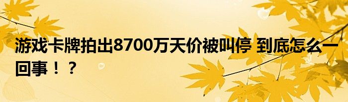 游戏卡牌拍出8700万天价被叫停 到底怎么一回事！？