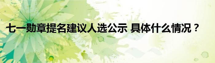 七一勋章提名建议人选公示 具体什么情况？