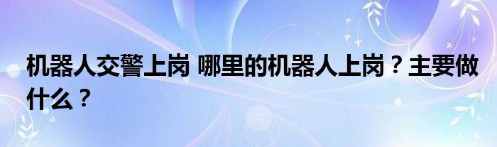 机器人交警上岗 哪里的机器人上岗？主要做什么？