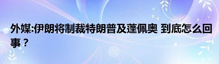 外媒:伊朗将制裁特朗普及蓬佩奥 到底怎么回事？