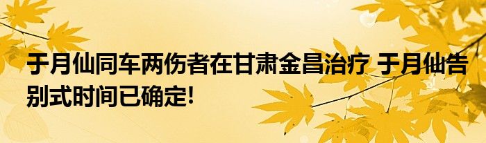 于月仙同车两伤者在甘肃金昌治疗 于月仙告别式时间已确定!