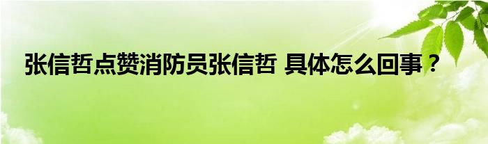 张信哲点赞消防员张信哲 具体怎么回事？