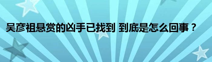 吴彦祖悬赏的凶手已找到 到底是怎么回事？