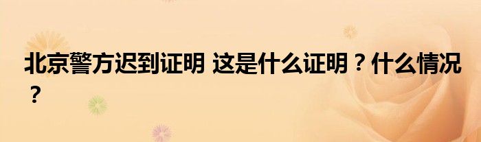 北京警方迟到证明 这是什么证明？什么情况？