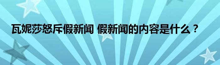 瓦妮莎怒斥假新闻 假新闻的内容是什么？