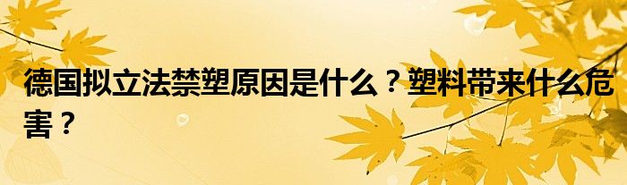 德国拟立法禁塑原因是什么？塑料带来什么危害？