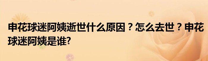 申花球迷阿姨逝世什么原因？怎么去世？申花球迷阿姨是谁?