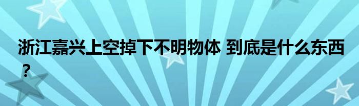 浙江嘉兴上空掉下不明物体 到底是什么东西？