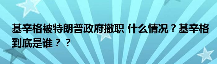 基辛格被特朗普政府撤职 什么情况？基辛格到底是谁？？