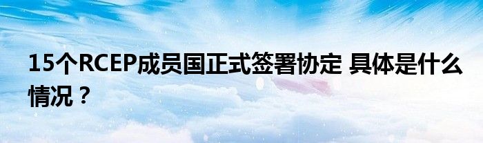 15个RCEP成员国正式签署协定 具体是什么情况？