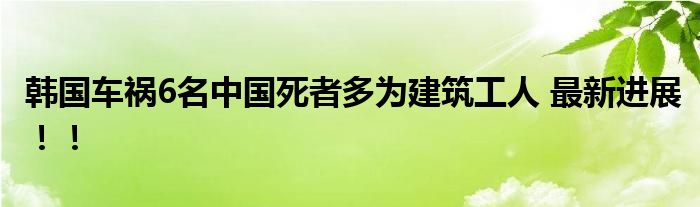 韩国车祸6名中国死者多为建筑工人 最新进展！！