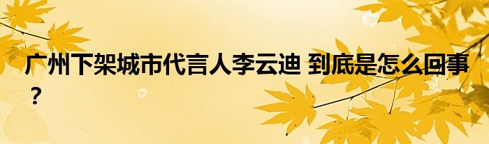 广州下架城市代言人李云迪 到底是怎么回事？