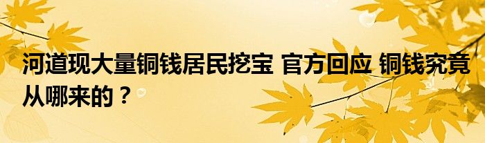 河道现大量铜钱居民挖宝 官方回应 铜钱究竟从哪来的？