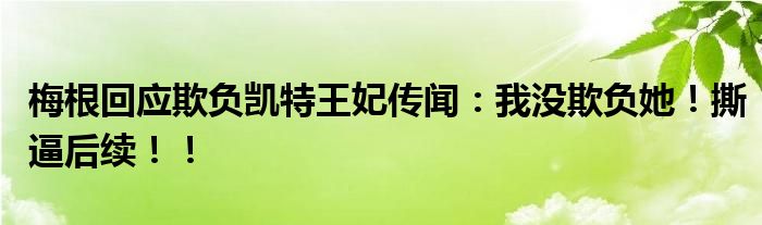 梅根回应欺负凯特王妃传闻：我没欺负她！撕逼后续！！