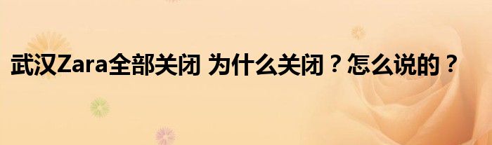 武汉Zara全部关闭 为什么关闭？怎么说的？