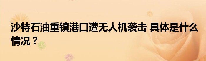 沙特石油重镇港口遭无人机袭击 具体是什么情况？